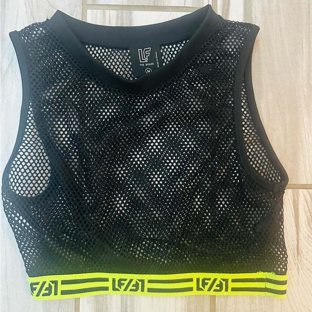 LF THE BRAND: Black Mesh crop top, Medium